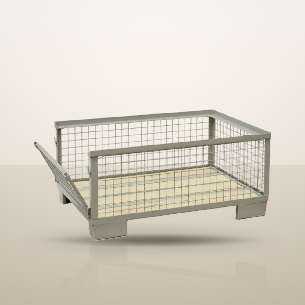 Halbhohe Gitterbox mit klappbarer Schmalseite